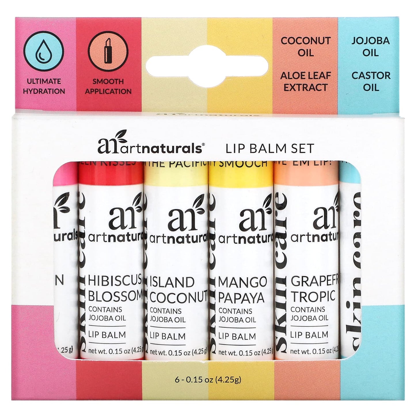 artnaturals, Lip Balm Set, 6 Lip Balms, 0.15 oz (4.25 g) Each