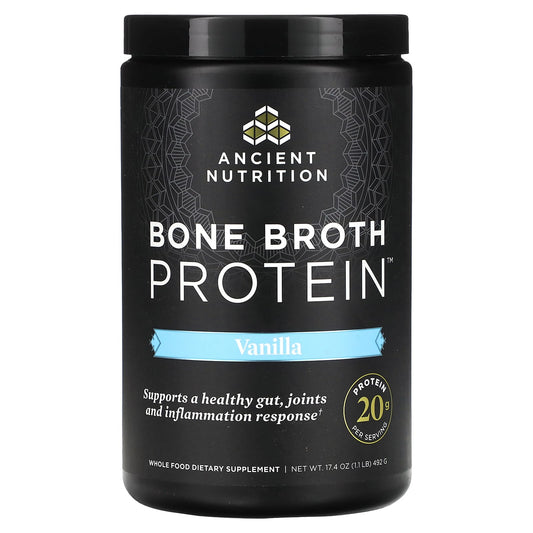 Ancient Nutrition-Bone Broth Protein-Vanilla-1.1 lbs (492 g)