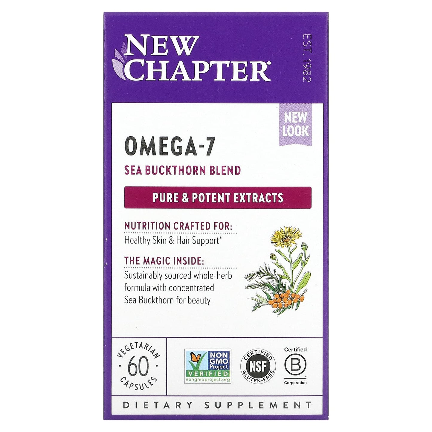 New Chapter-Omega-7 Sea Buckthorn Blend-60 Vegetarian Capsules