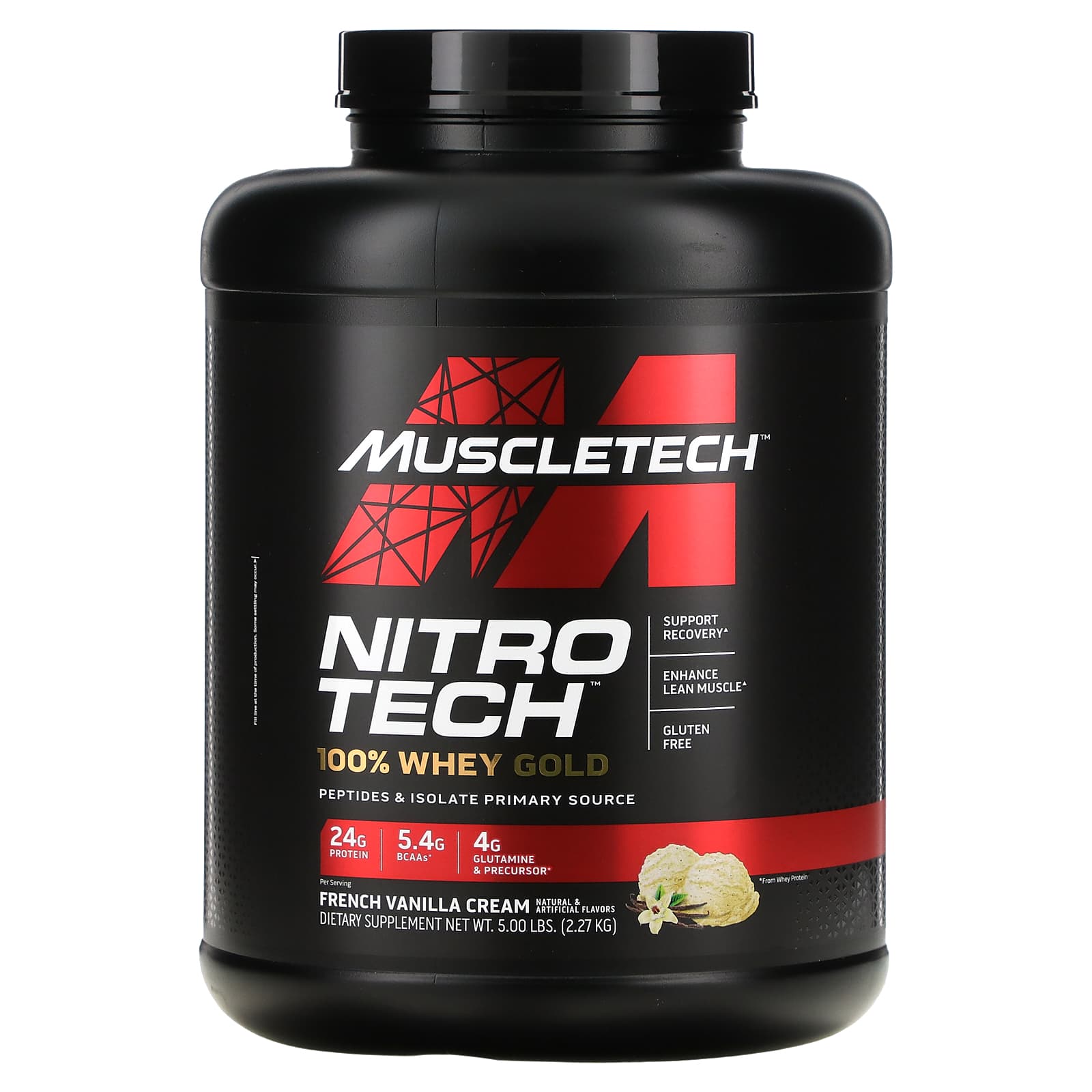 MuscleTech-Nitro Tech-100% Whey Gold-French Vanilla Cream-5 lbs (2.27 kg)