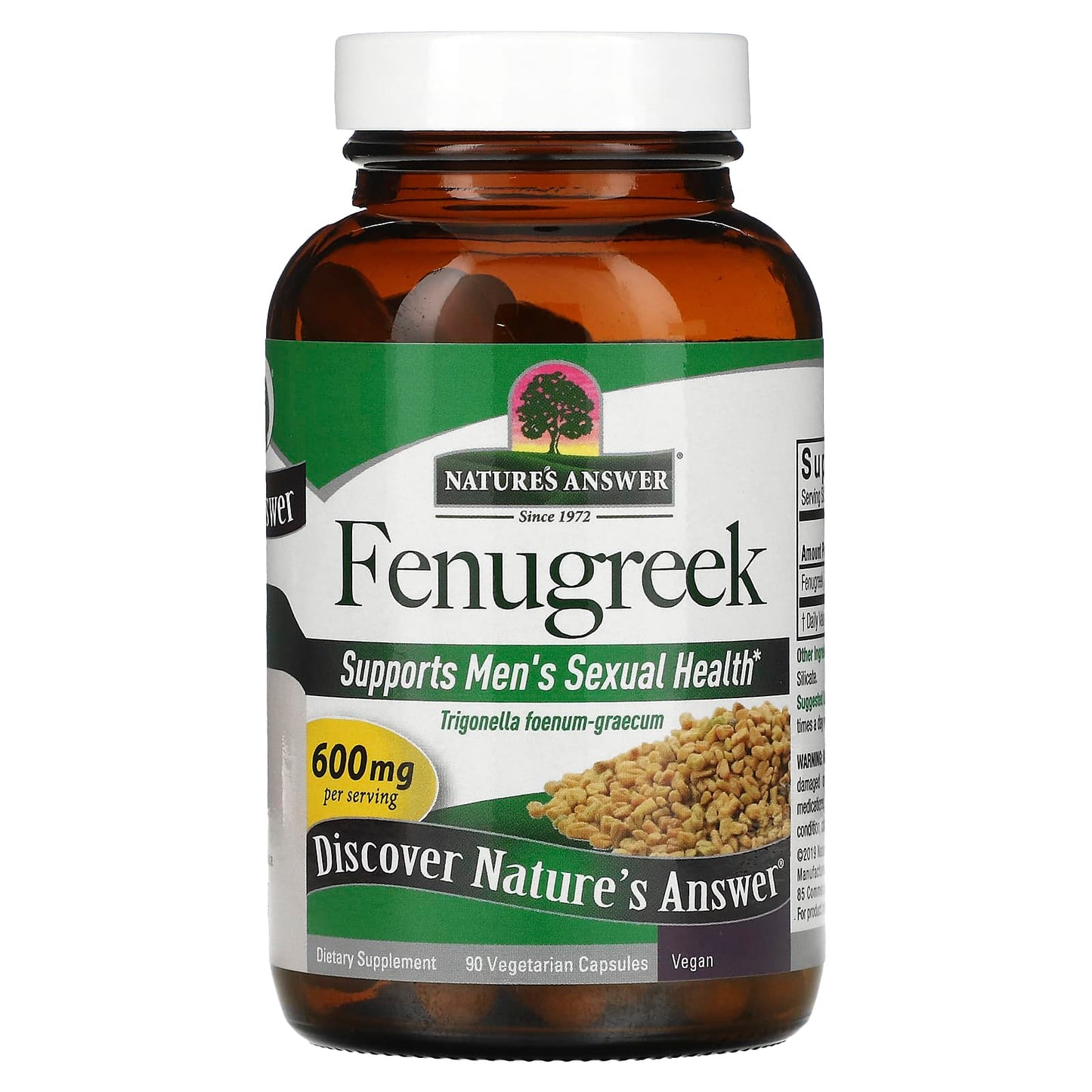 Nature's Answer, Fenugreek, 600 mg, 90 Vegetarian Capsules