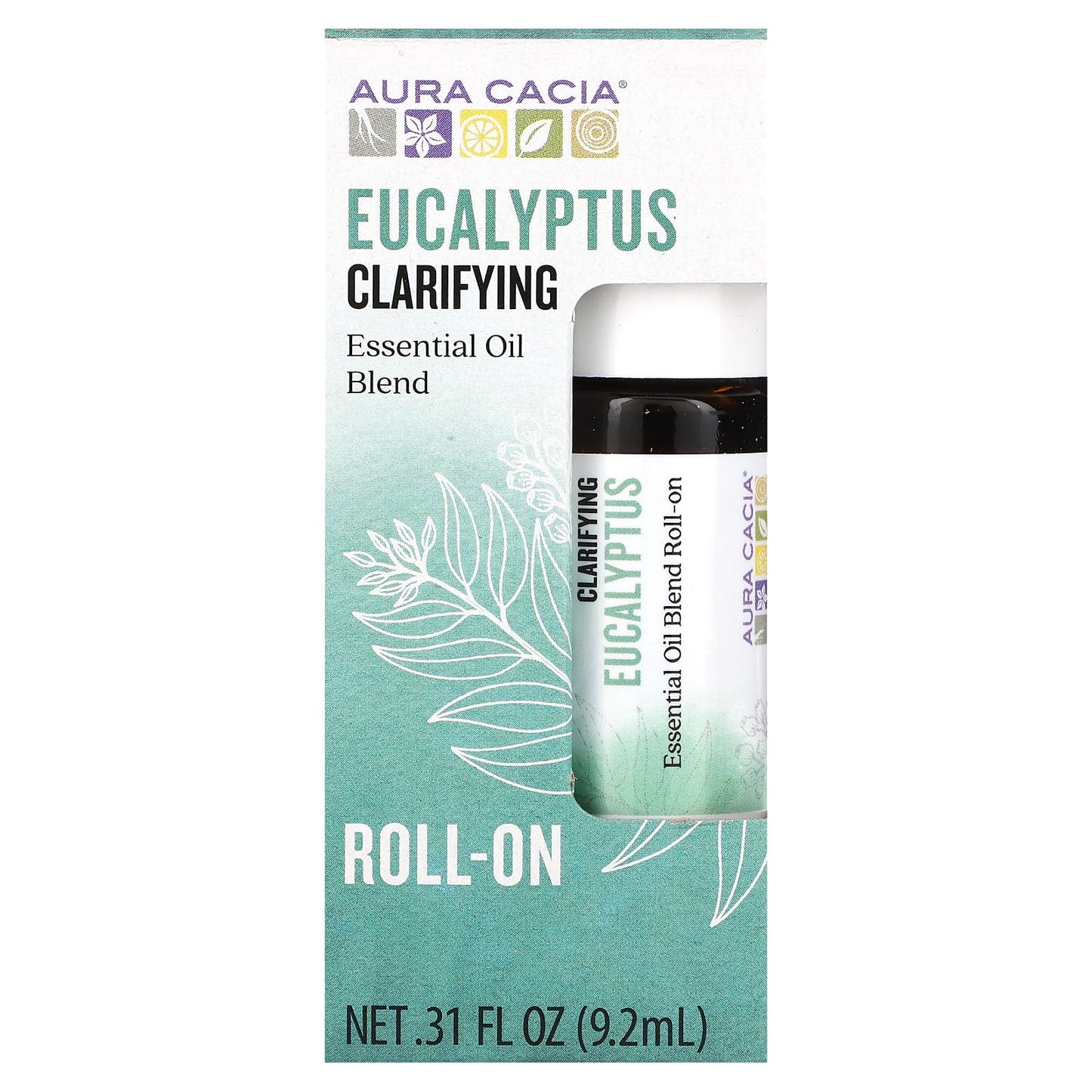 Aura Cacia, Essential Oil Blend, Clarifying Roll-On, Eucalyptus, 0.31 fl oz (9.2 ml)