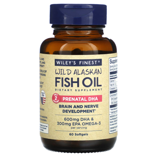 Wiley's Finest-Wild Alaskan Fish Oil-Prenatal DHA-60 Softgels