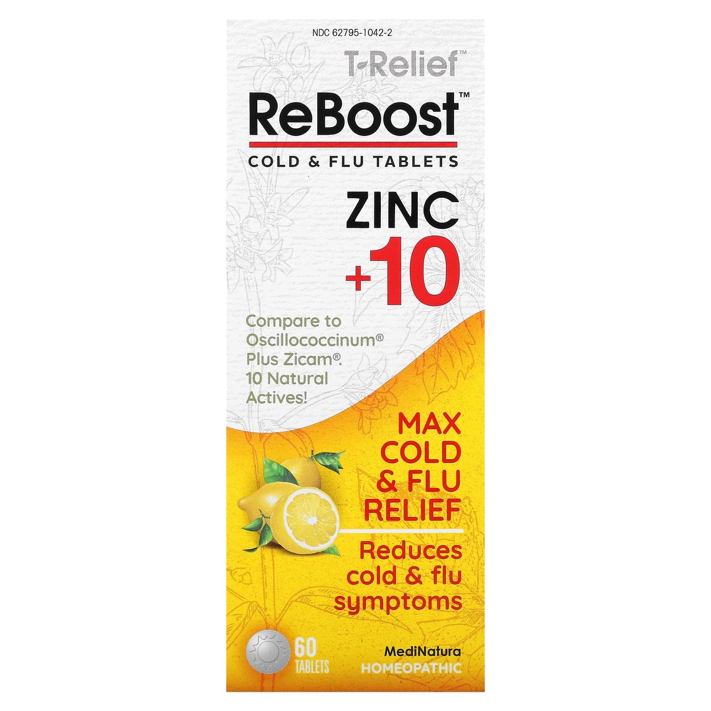 MediNatura-T-Relief-ReBoost-Zinc +10-Cold & Flu Tablets-60 Tablets