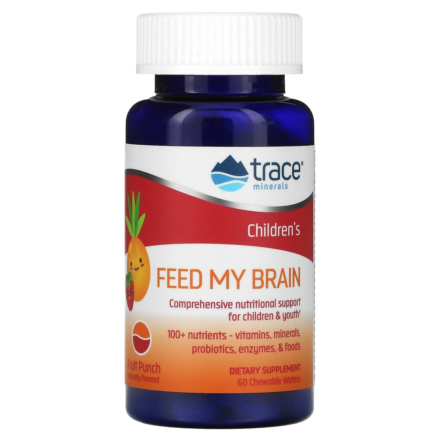 Trace Minerals ®-Children's Feed My Brain-Fruit Punch-60 Chewable Wafers