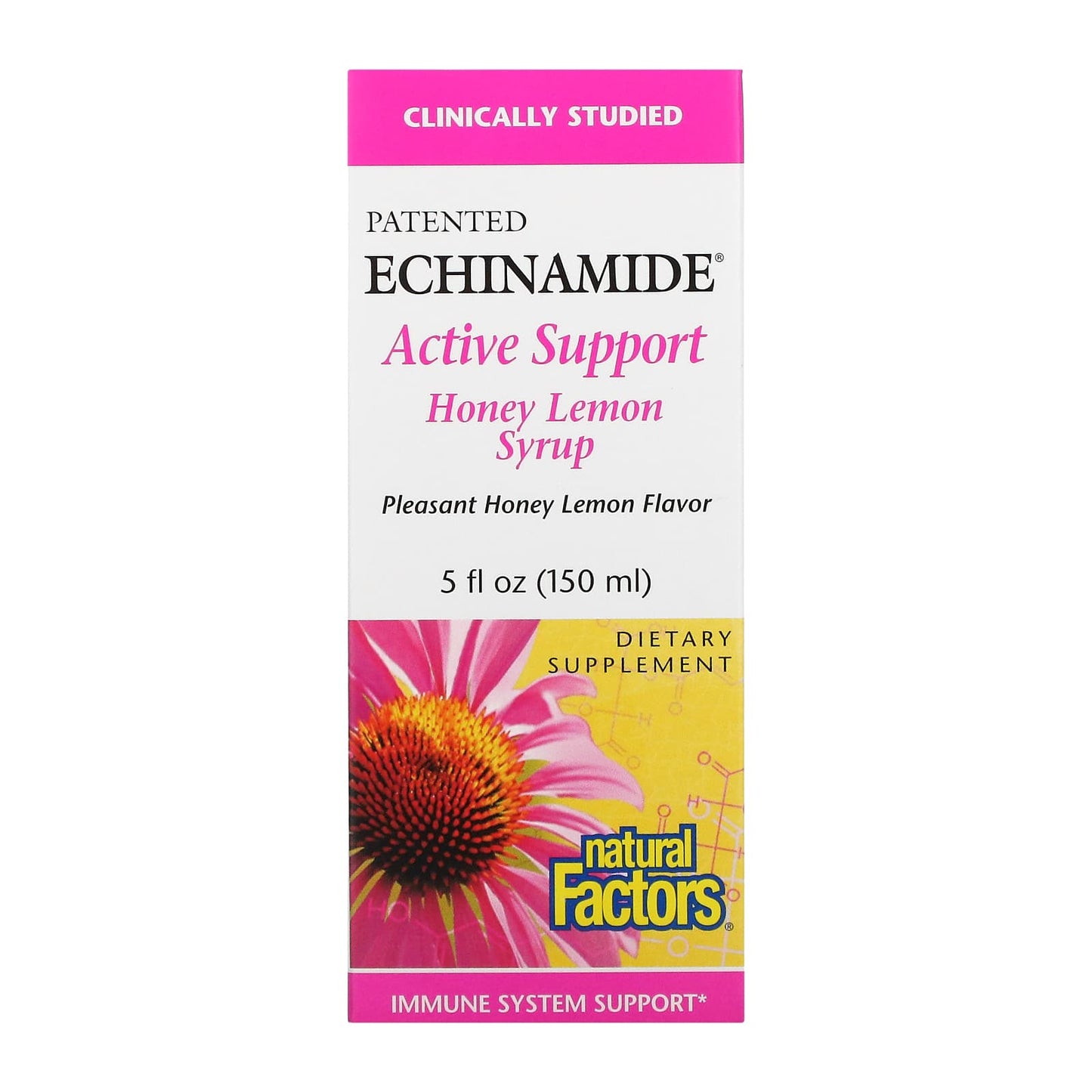 Natural Factors-Patented Echinamide Active Support-Honey Lemon Syrup-5 fl oz (150 ml)