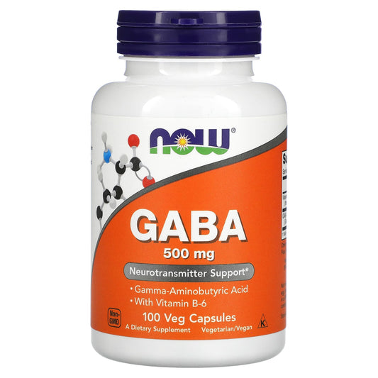 NOW Foods-GABA with Vitamin B-6-500 mg-100 Veg Capsules