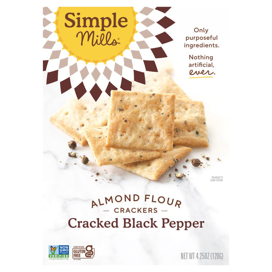 Simple Mills-Almond Flour Crackers-Cracked Black Pepper-4.25 oz (120 g)