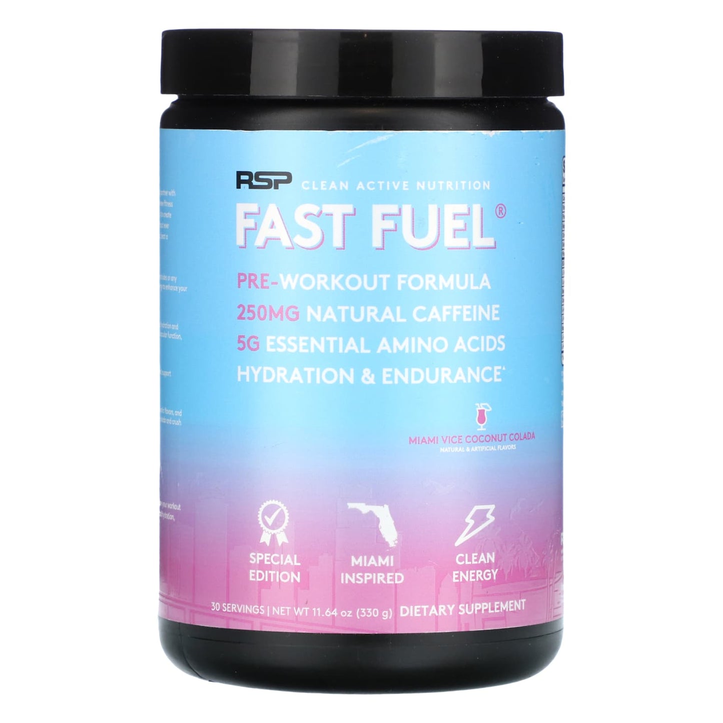 RSP Nutrition-Fast Fuel-Pre-Workout Formula-Miami Vice Coconut Colada-11.64 oz (330 g)