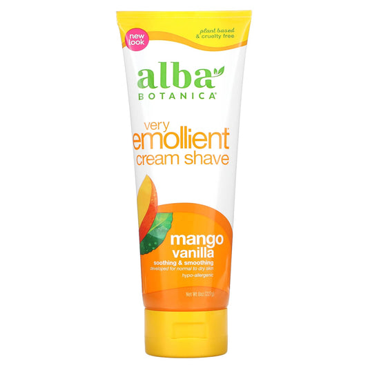 Alba Botanica-Very Emollient Cream Shave-Mango Vanilla-8 oz (227 g)