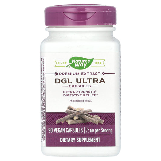 Nature's Way-Premium Extract-DGL Ultra-75 mg-90 Vegan Capsules