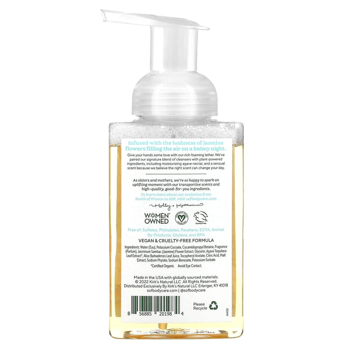 SoF, Hydrating Foaming Hand Wash with Agave Nectar, Blooming Jasmine, 8 fl oz (236 ml)