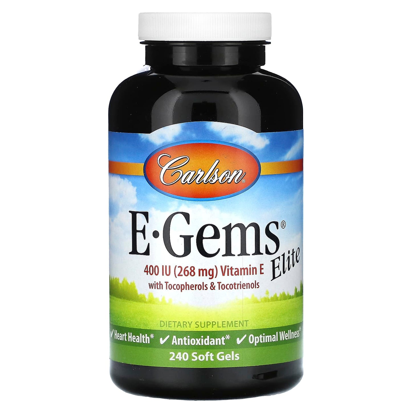 Carlson-E-Gems Elite-Vitamin E with Tocopherols & Tocotrienols-268 mg (400 IU)-240 Soft Gels