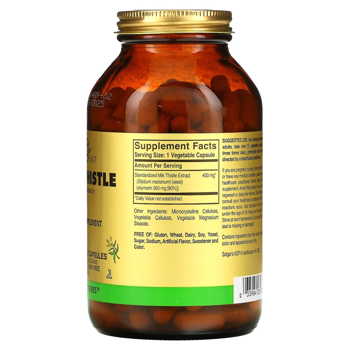 Solgar, Milk Thistle, 250 Vegetable Capsules