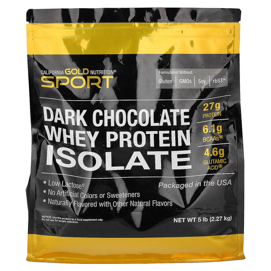 California Gold Nutrition-SPORT - Dark Chocolate Whey Protein Isolate-5 lbs (2.27 kg)