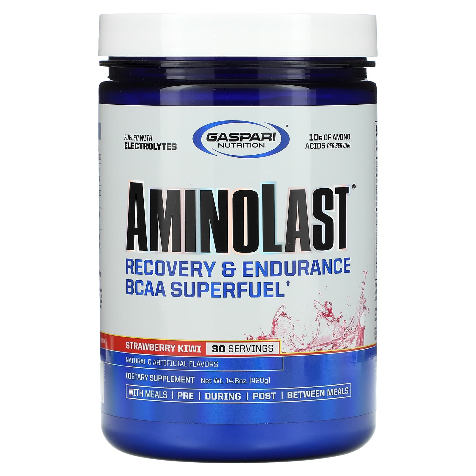 Gaspari Nutrition-Aminolast-Recovery & Endurance BCAA Superfuel-Strawberry Kiwi-14.8 oz (420 g)