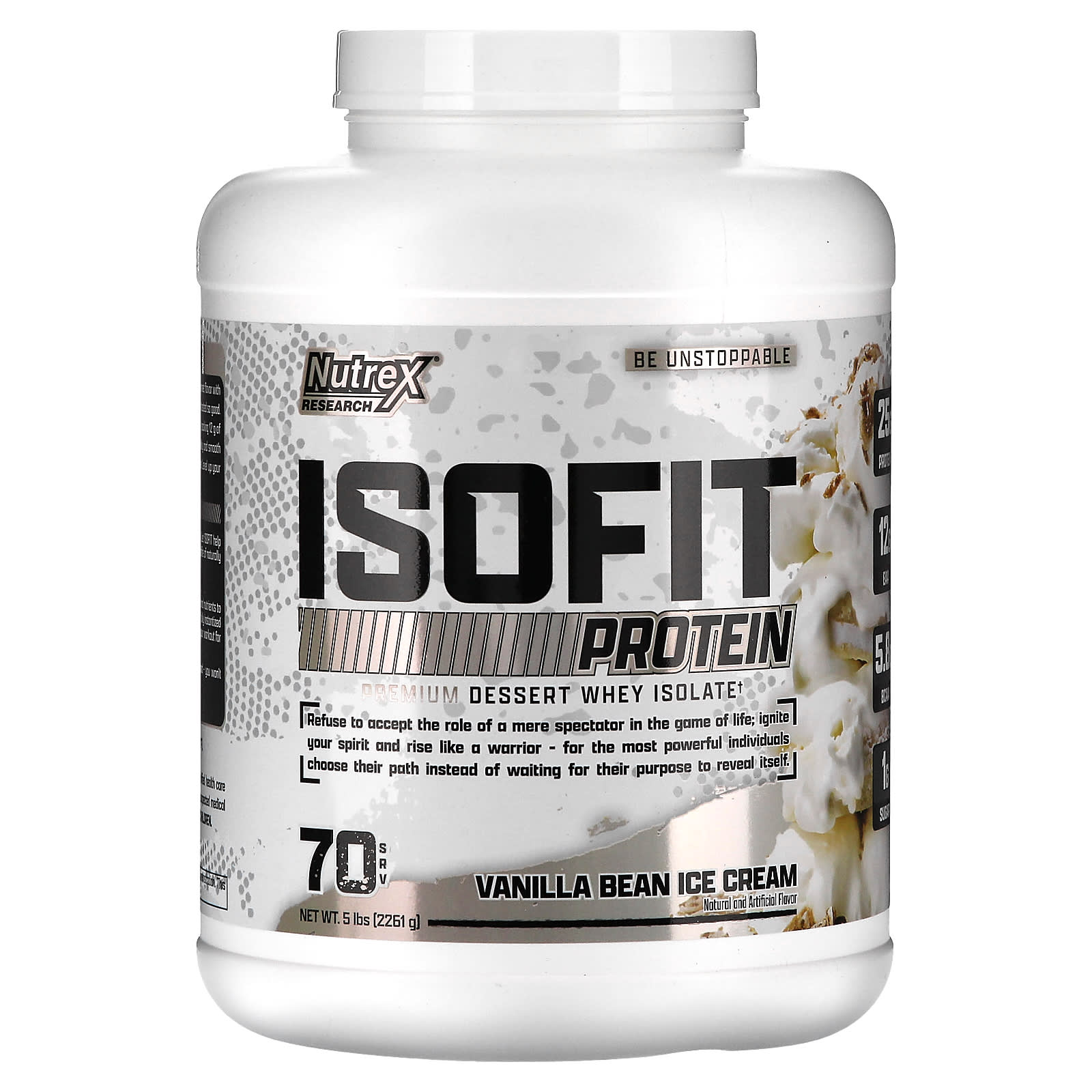 Nutrex Research-IsoFit Protein-Vanilla Bean Ice Cream-5 lb (2,261 g)