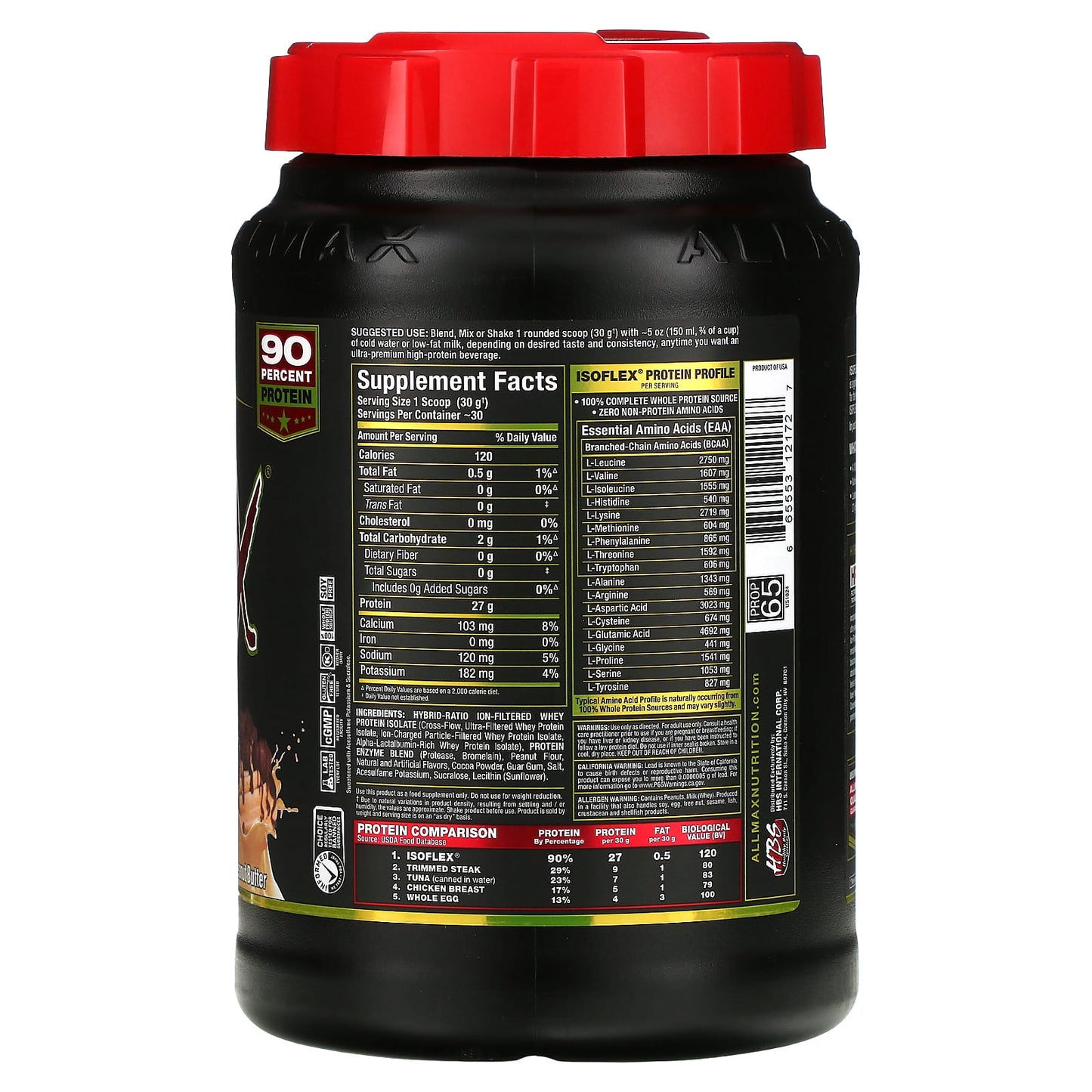 ALLMAX, Isoflex, 100% Pure Whey Protein Isolate, Chocolate Peanut Butter, 2 lbs (907 g)