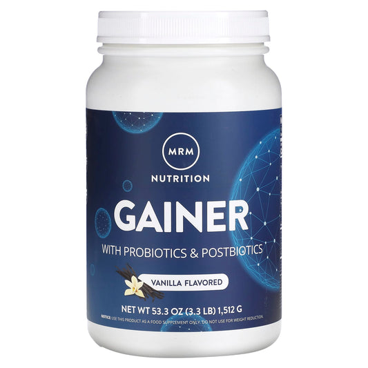 MRM Nutrition-Gainer with Probiotics & Postbiotics-Vanilla-3.3 lb (1,512 g)