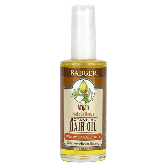 Badger Company-Botanical Hair Oil-Argan-Jojoba & Baobab-2 fl oz (59.1 ml)