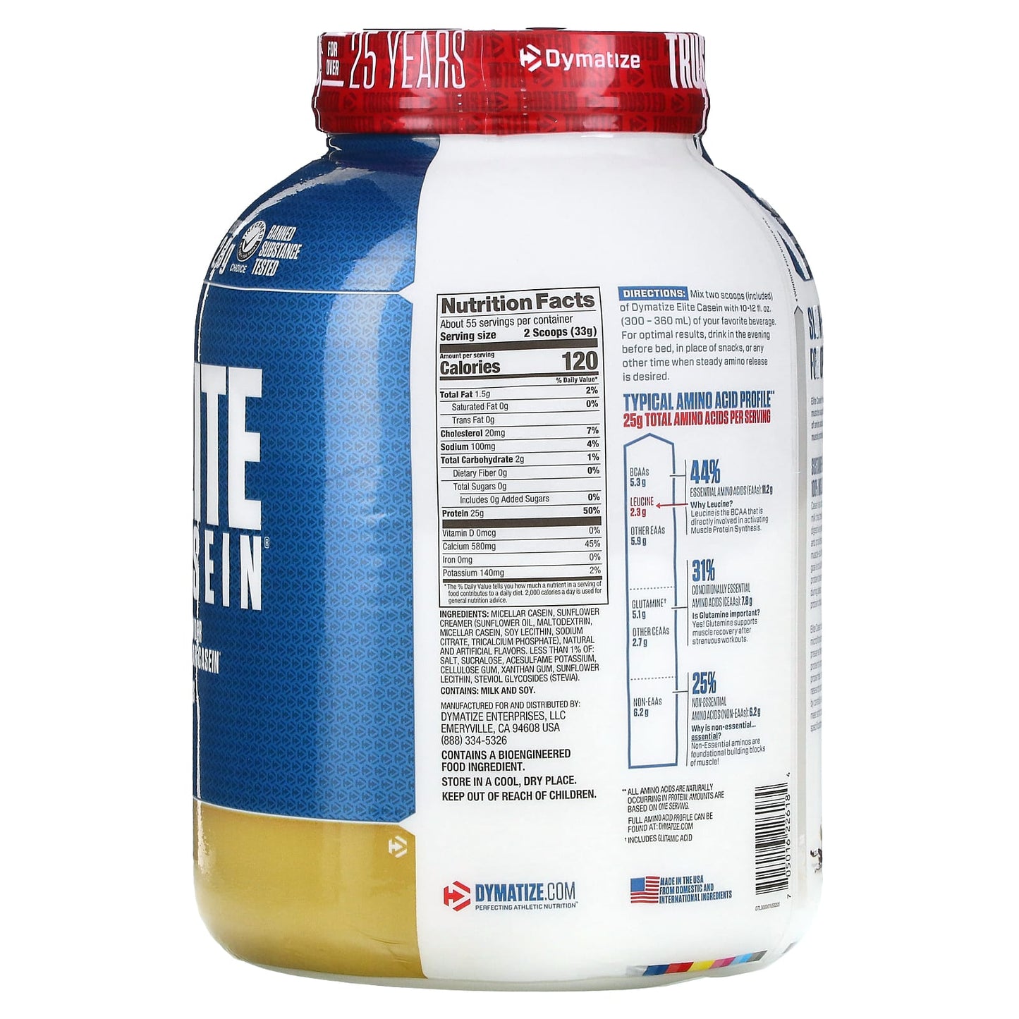 Dymatize, Elite Casein, Smooth Vanilla, 4 lb (1.8 kg)