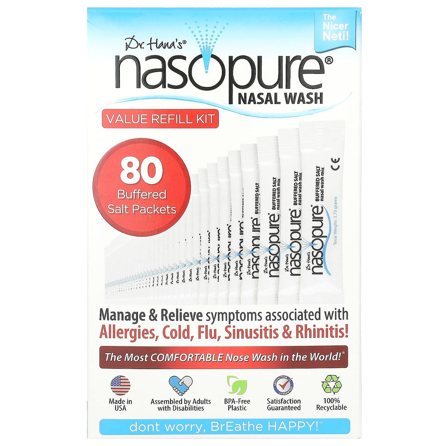 Nasopure-Nasal Wash-Value Refill Kit-80 Buffered Salt Packets