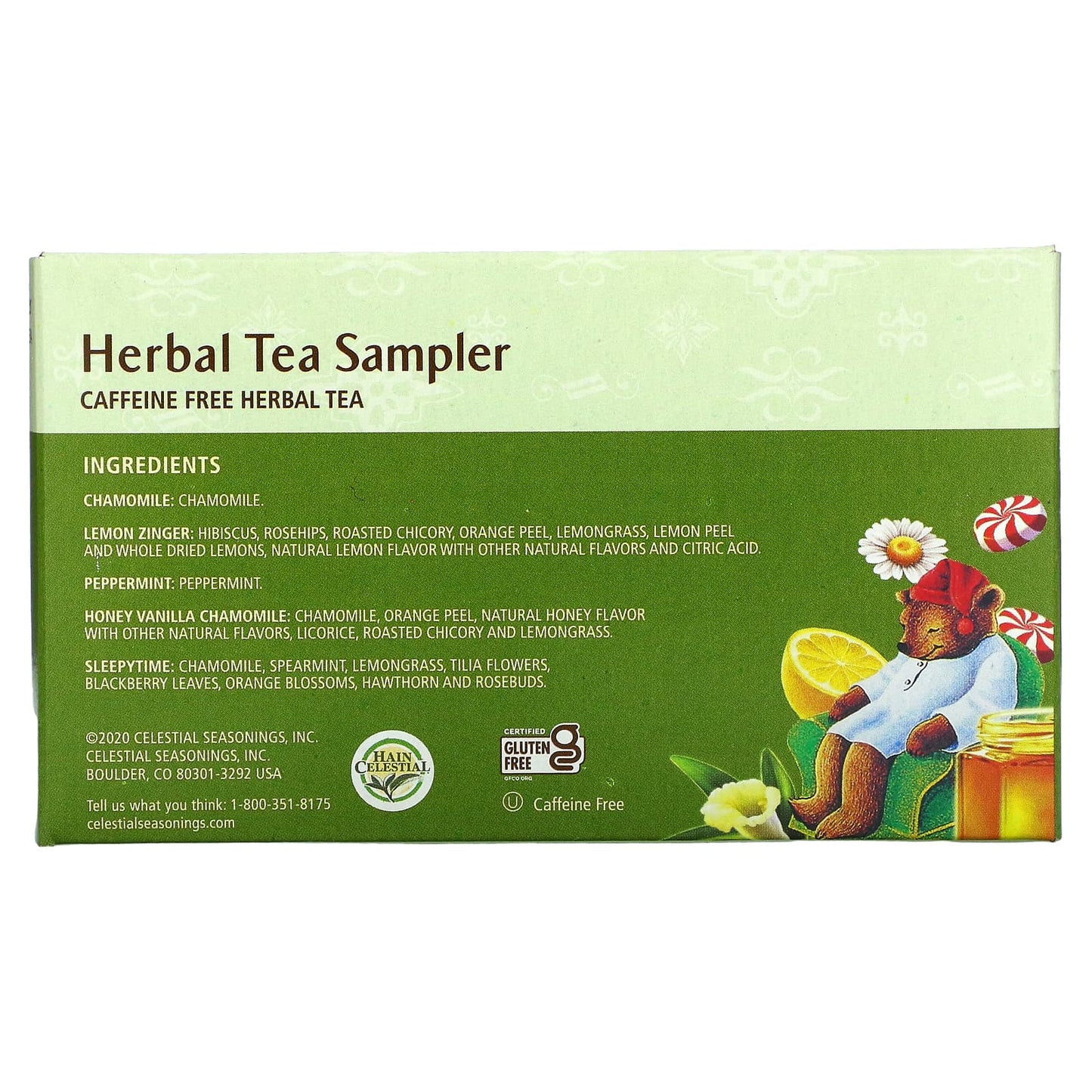 Celestial Seasonings, Herbal Tea Sampler, Caffeine Free, 5 Flavors, 18 Tea Bags, 1.1 oz (31 g)