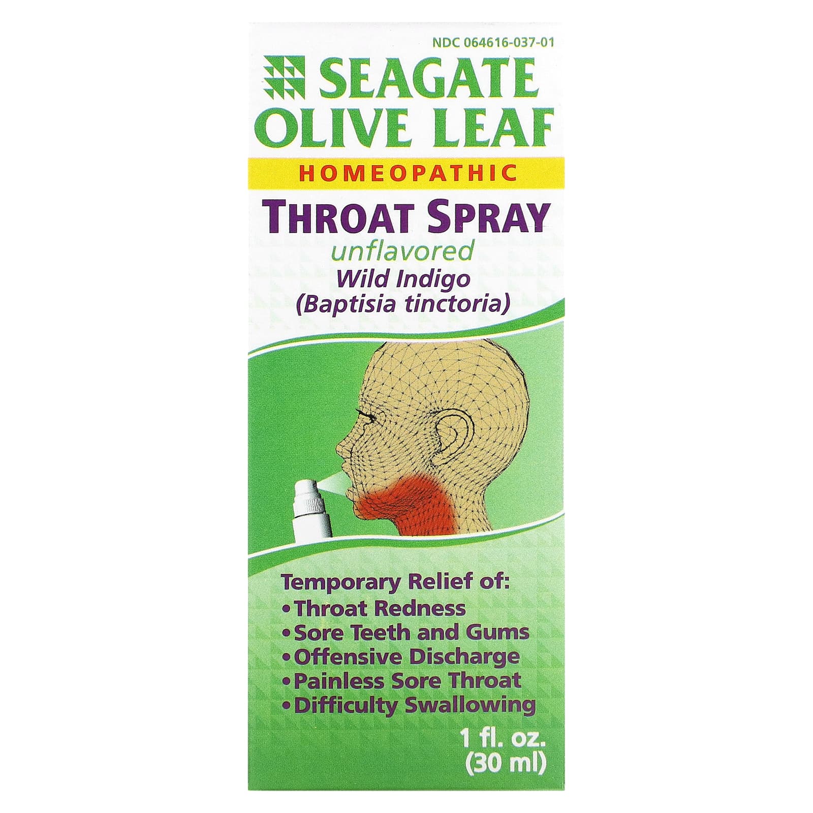 Seagate-Olive Leaf Throat Spray-Unflavored-1 fl oz (30 ml)