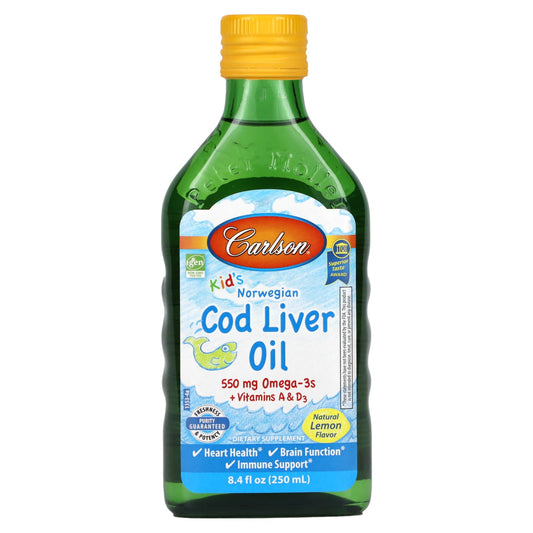 Carlson-Kid's Norwegian-Cod Liver Oil-Natural Lemon -8.4 fl oz (250 ml)