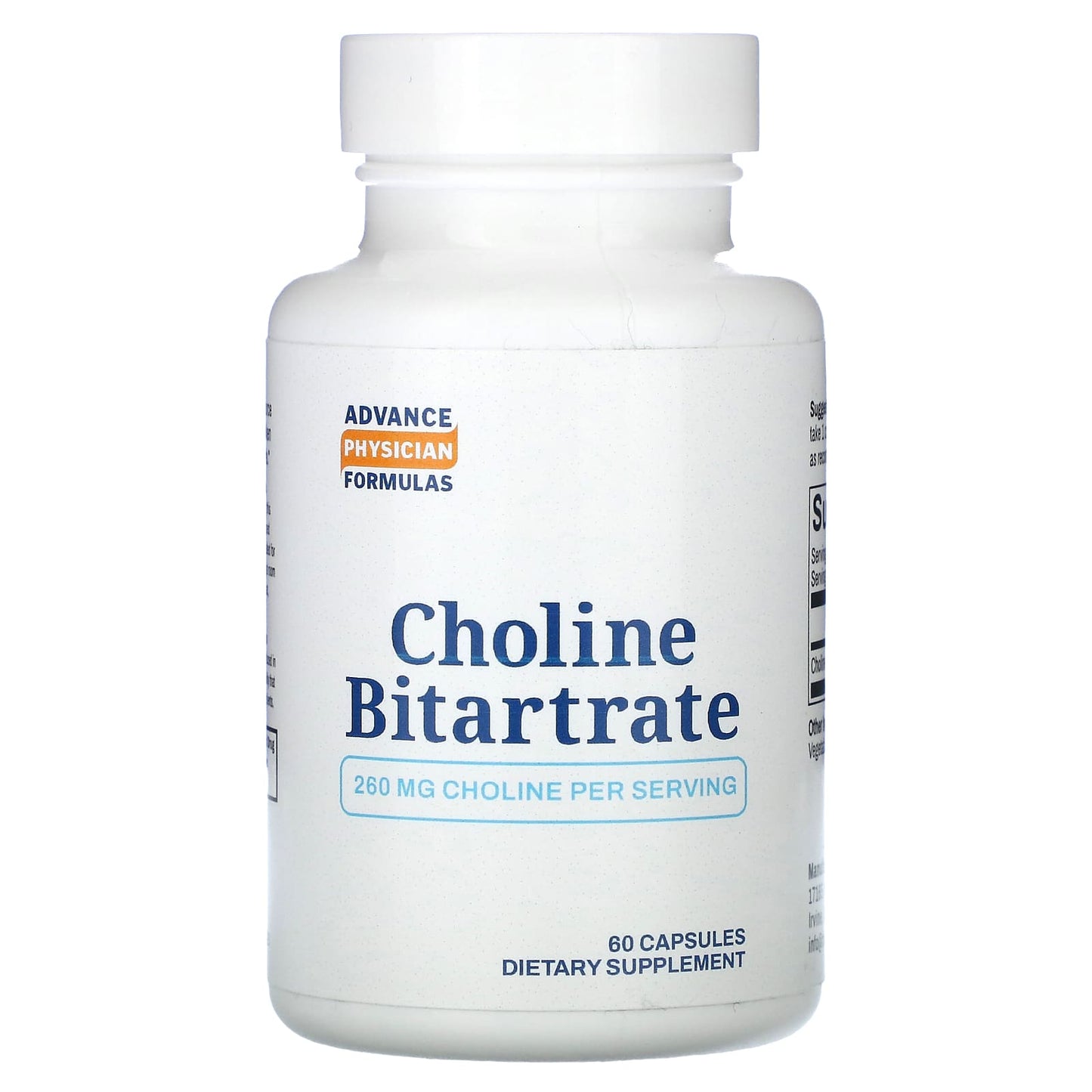 Advance Physician Formulas-Choline Bitartrate-260 mg-60 Capsules