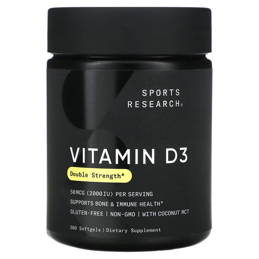 Sports Research-Vitamin D3-Double Strength-50 mcg (2,000 IU)-360 Softgels