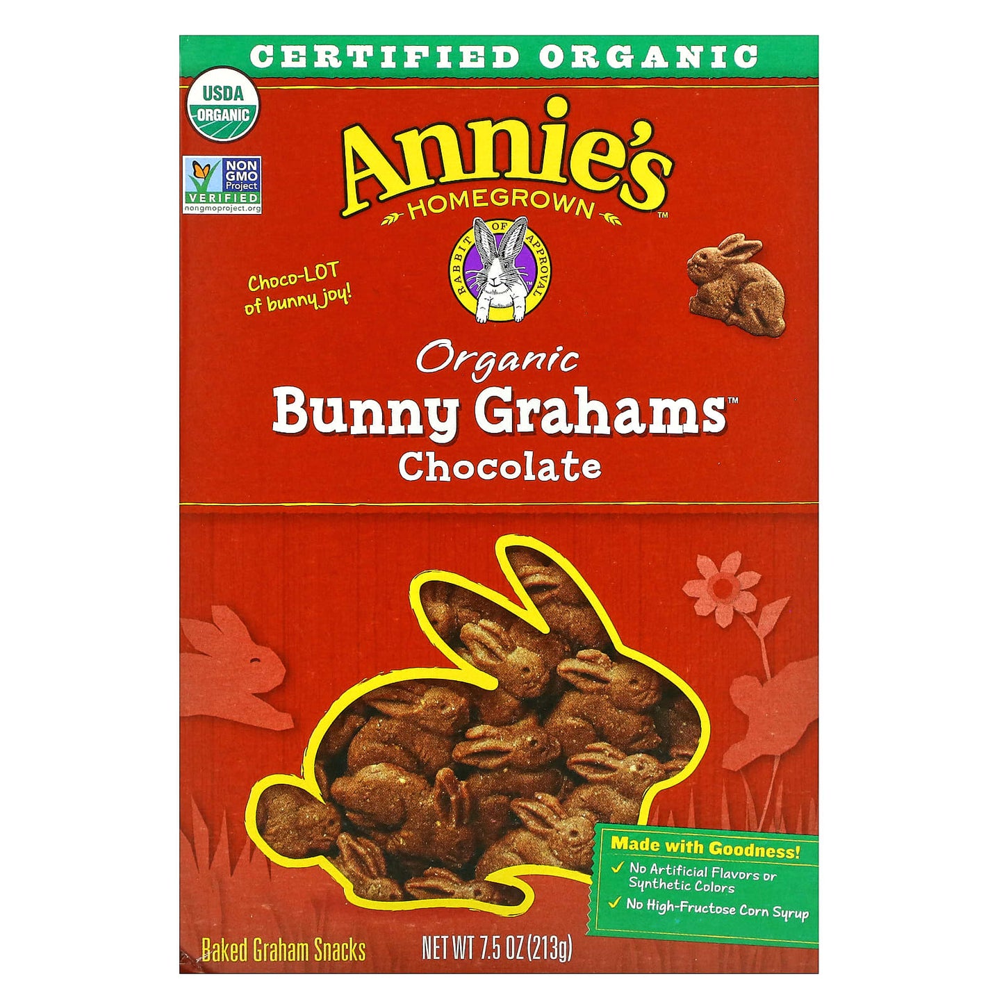 Annie's Homegrown-Organic Baked Bunny Graham Snacks-Chocolate-7.5 oz (213 g)