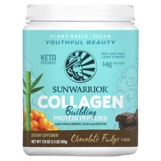 Sunwarrior-Collagen Building Protein Peptides-Chocolate Fudge-1.1 lb (500 g)