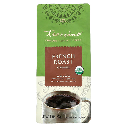 Teeccino-Organic Chicory Herbal Coffee-French Roast-Dark Roast-Caffeine Free-11 oz (312 g)