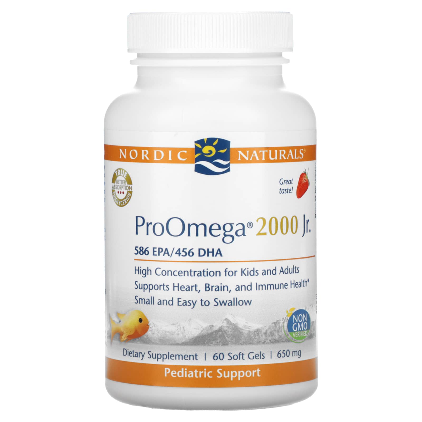 Nordic Naturals-ProOmega 2000 Jr.-Strawberry-650 mg-60 Soft Gels