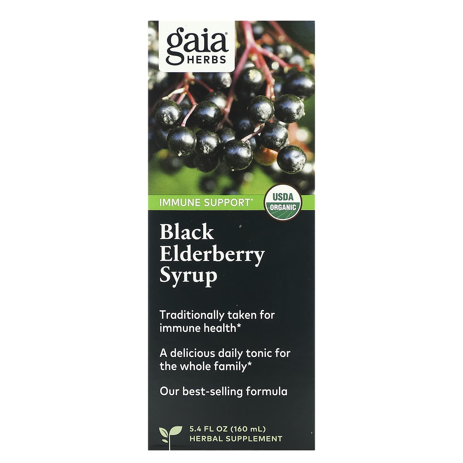 Gaia Herbs-Black Elderberry Syrup-5.4 fl oz (160 ml)