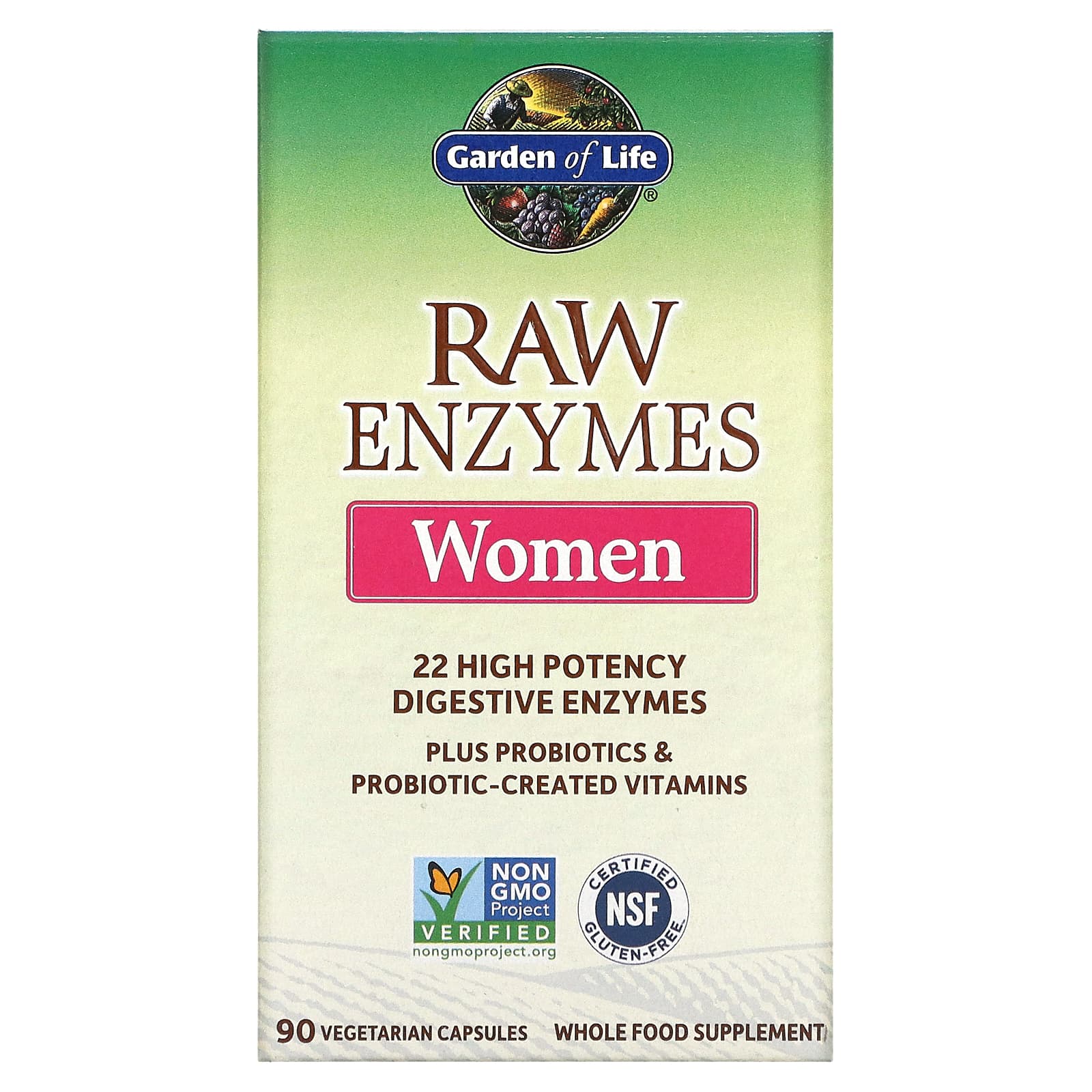 Garden of Life-RAW Enzymes-Women-90 Vegetarian Capsules