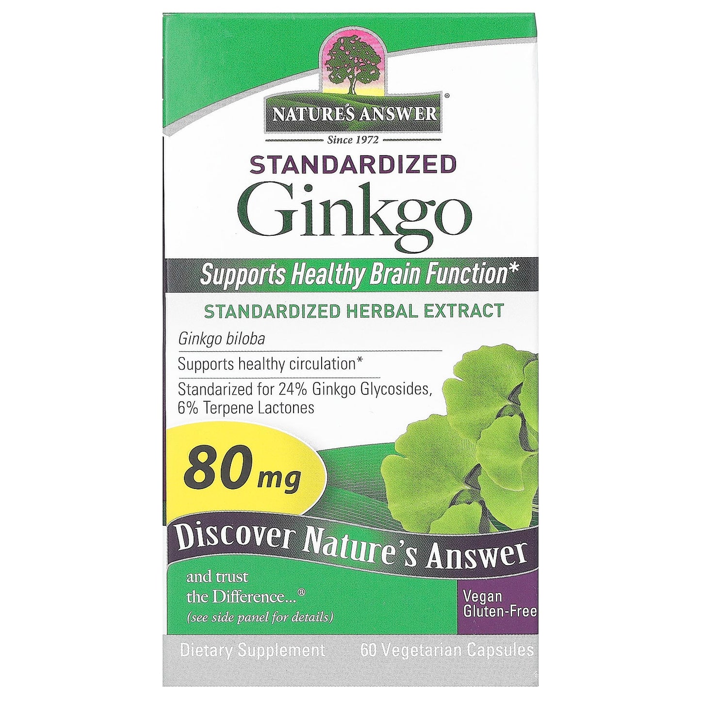 Nature's Answer-Standardized Ginkgo-80 mg -60 Vegetarian Capsules