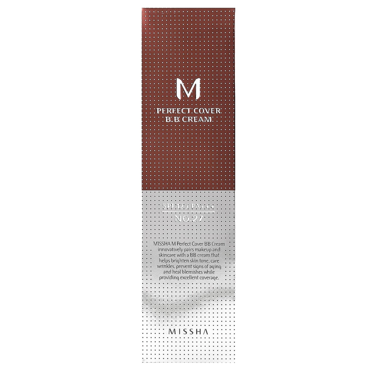 Missha, Perfect Cover B.B. Cream, SPF 42 PA+++, No. 27 Honey Beige, 1.7 fl oz (50 ml)