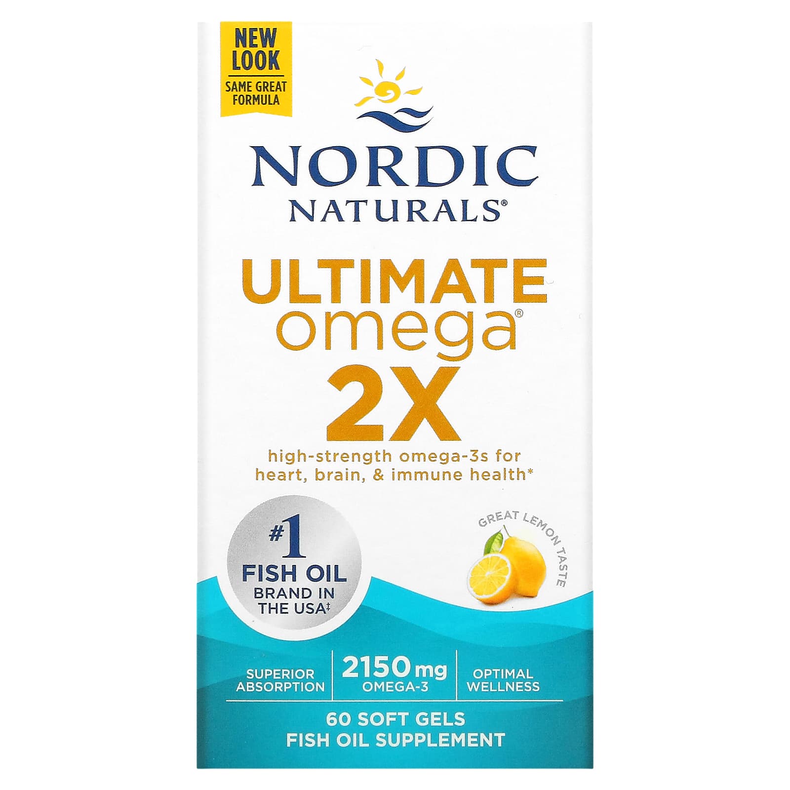 Nordic Naturals-Ultimate Omega 2X-Lemon-2,150 mg-60 Softgels (1,075 mg per Soft Gel)