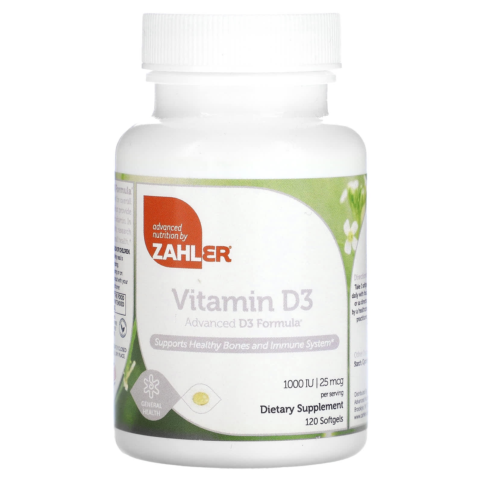 Zahler-Vitamin D3-Advanced D3 Formula-25 mcg (1,000 IU)-120 Softgels