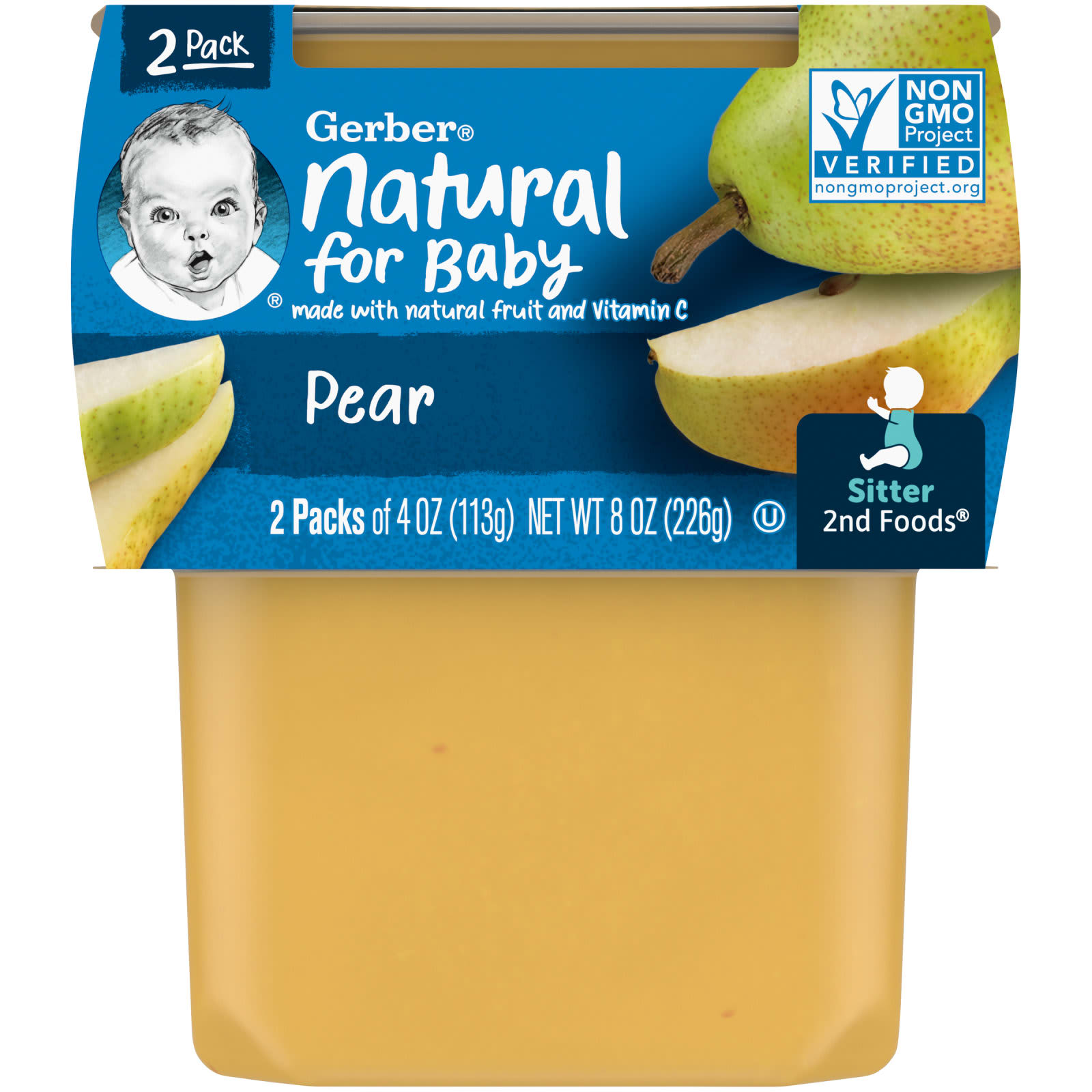 Gerber-Natural for Baby-2nd Foods-Pear-2 Pack-4 oz (113 g) Each