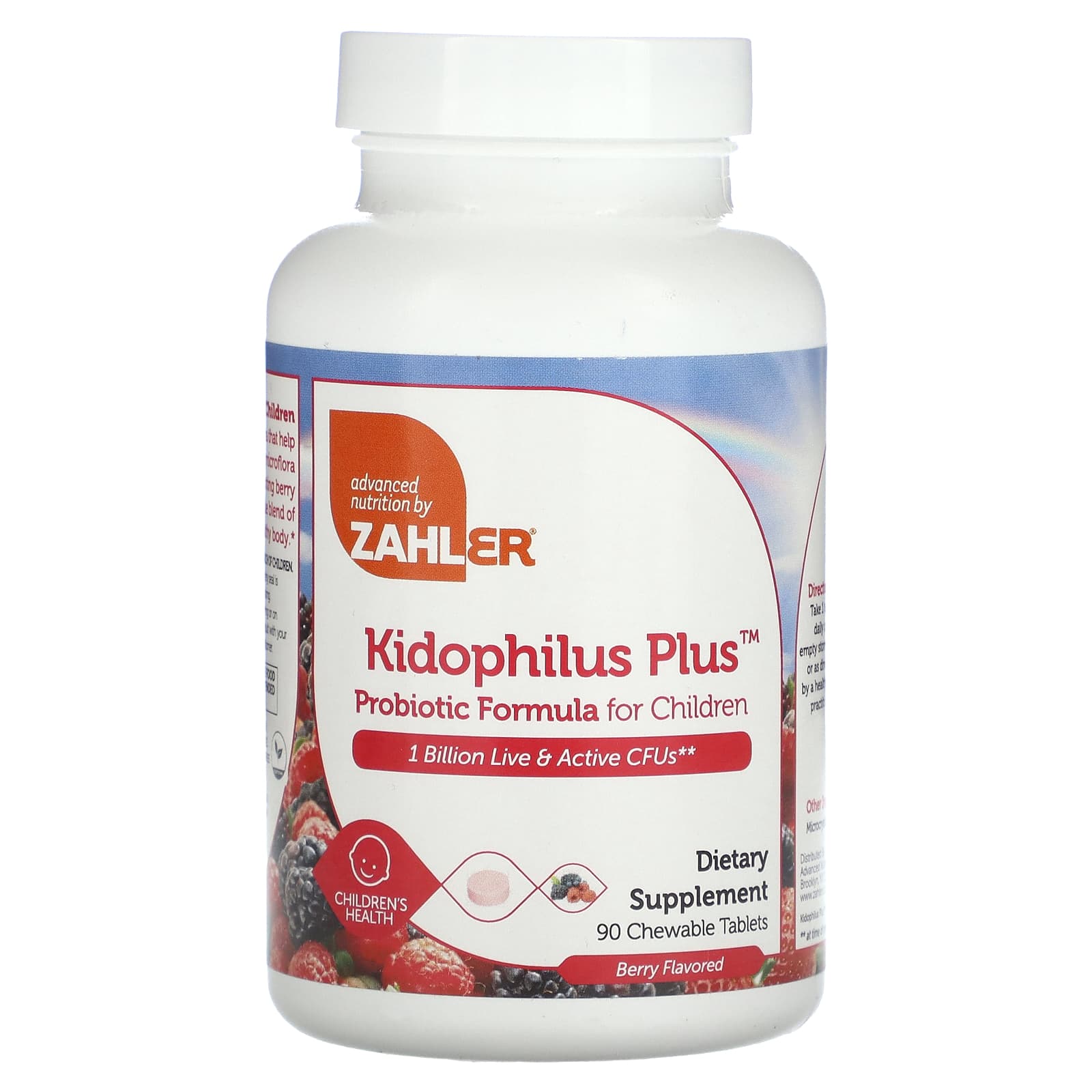 Zahler-Kidophilus Plus-Probiotic Formula For Children-Berry-1 Billion CFUs-90 Chewable Tablets