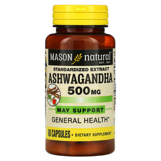 Mason Natural-Standardized Extract Ashwagandha-500 mg-60 Capsules