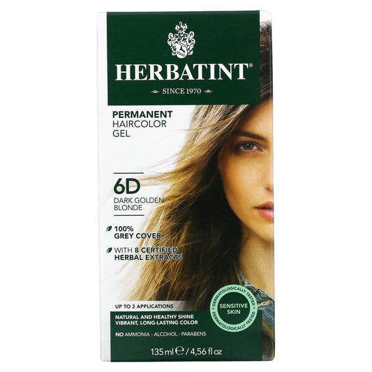 Herbatint-Permanent Haircolor Gel-6D-Dark Golden Blonde-4.56 fl oz (135 ml)