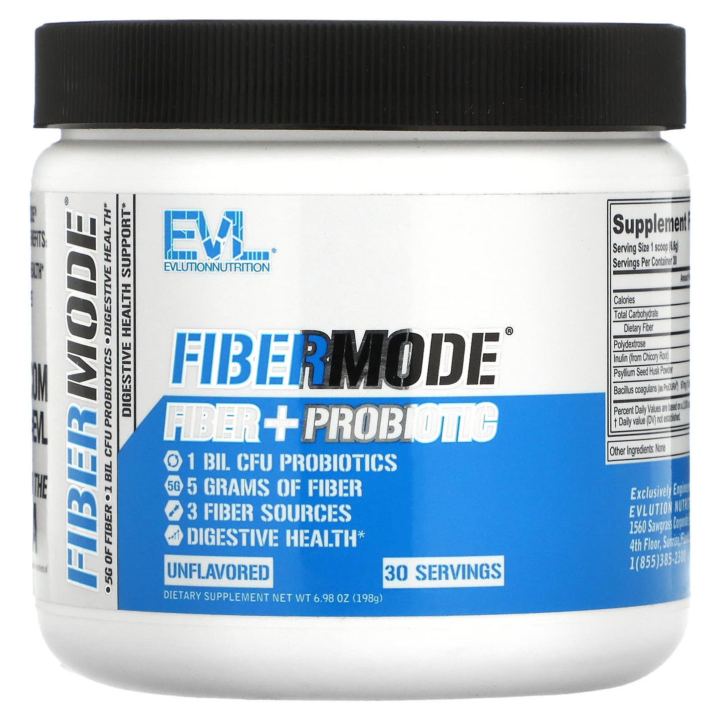 EVLution Nutrition-FiberMode-Fiber + Probiotic-Unflavored-6.98 oz (198 g)