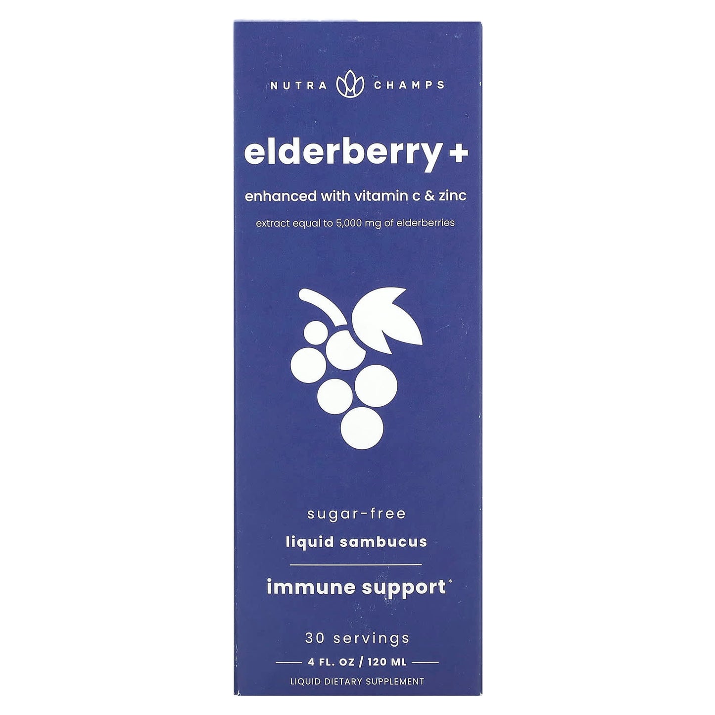 NutraChamps-Elderberry+-Enhanced with Vitamin C & Zinc-Natural Berry-4 fl oz (120 ml)