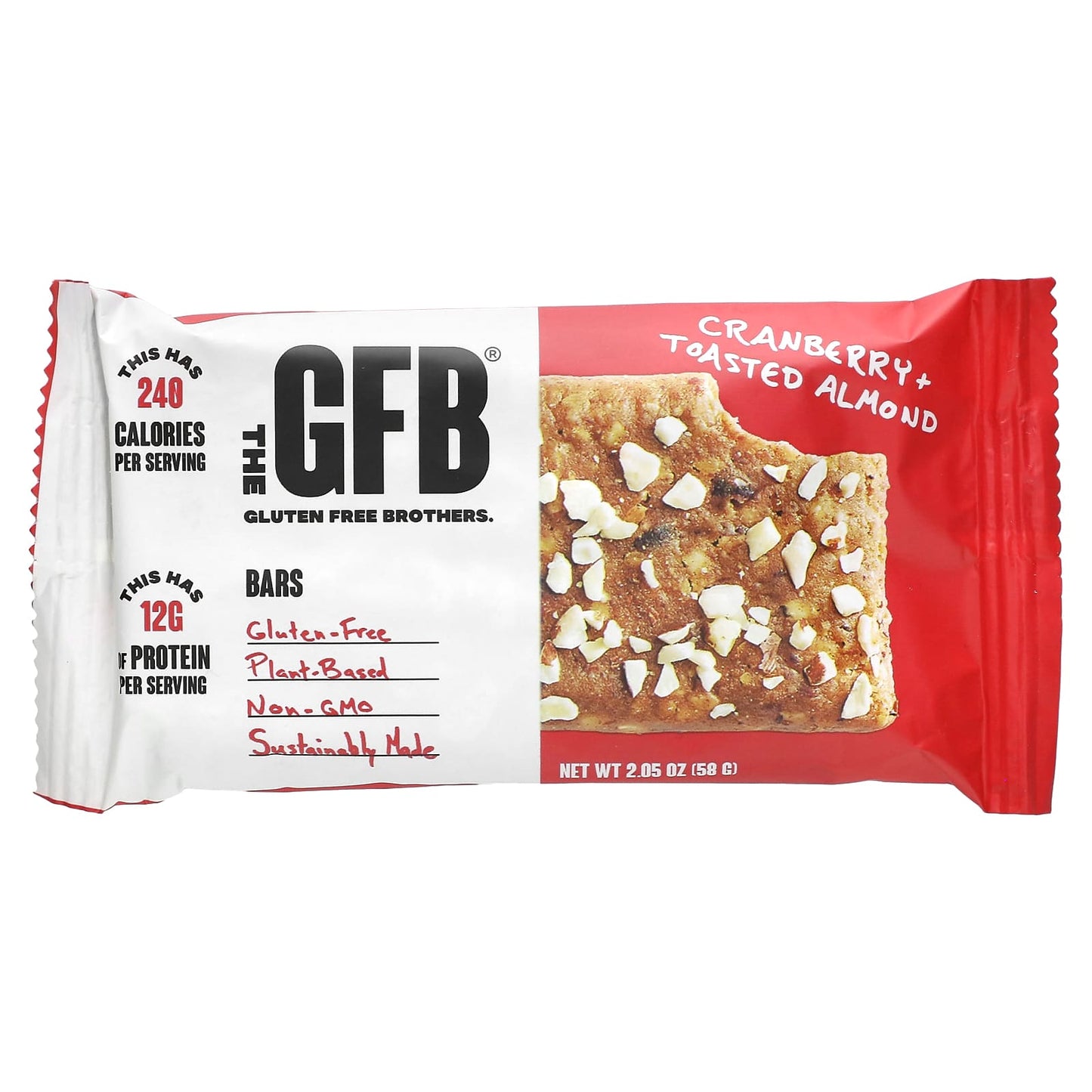 The GFB, Gluten Free Bars, Cranberry + Toasted Almond, 12 Bars, 2.05 oz (58 g) Each