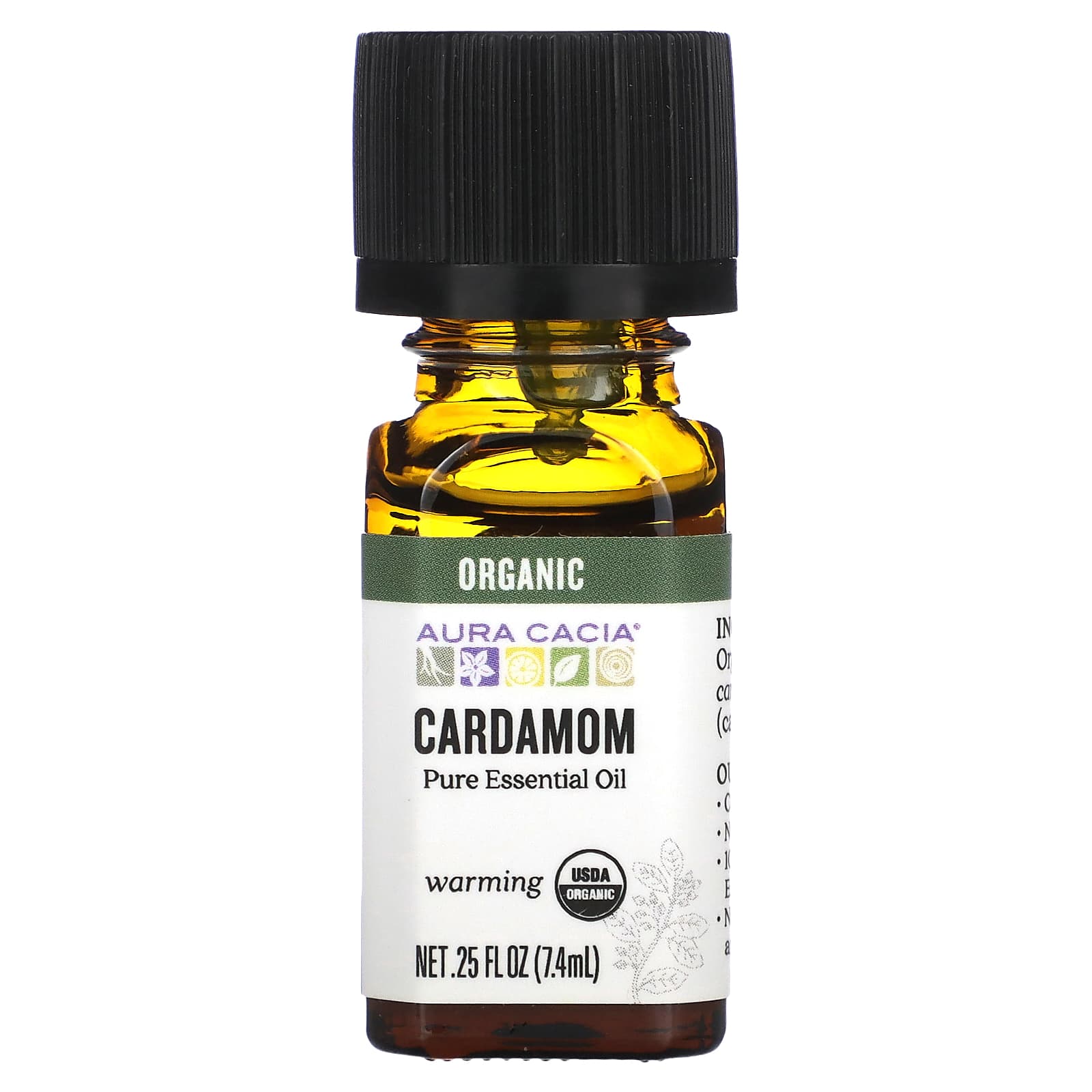 Aura Cacia-Pure Essential Oil-Organic Cardamom-0.25 fl oz (7.4 ml)