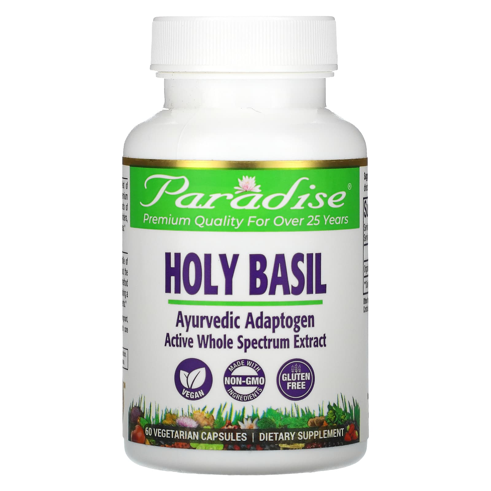 Paradise Herbs-Holy Basil-60 Vegetarian Capsules